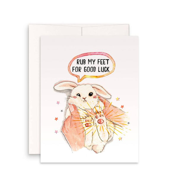 Bunny Lucky Feet - Funny Good Luck Card