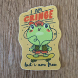 Cringe But Free - Cute Frog Vinyl Sticker