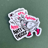 Sometimes Anti-Social, Always Anti-Fascist Punk Goose Sticker
