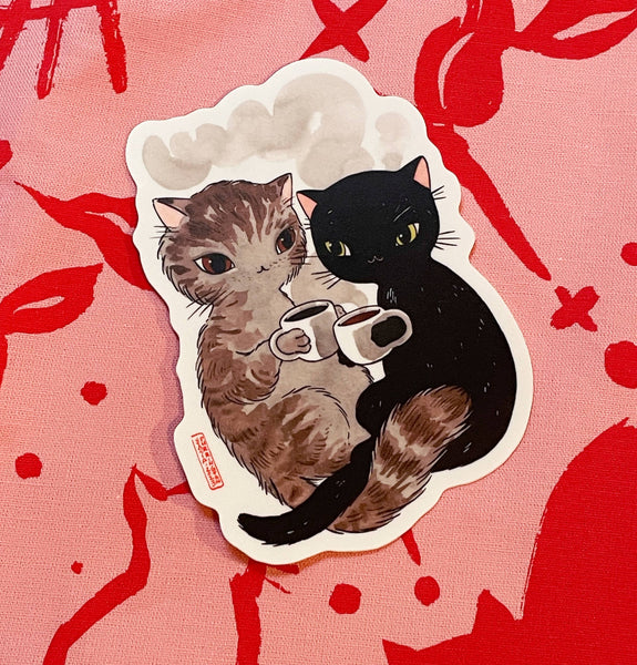 Coffee Kitty Cat Cuddles Sticker