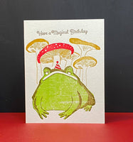 Toad and Mushrooms Magical Birthday Card