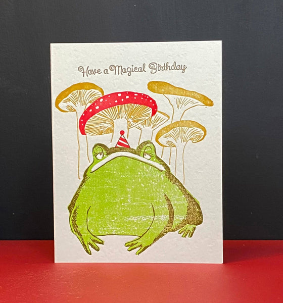 Toad and Mushrooms Magical Birthday Card
