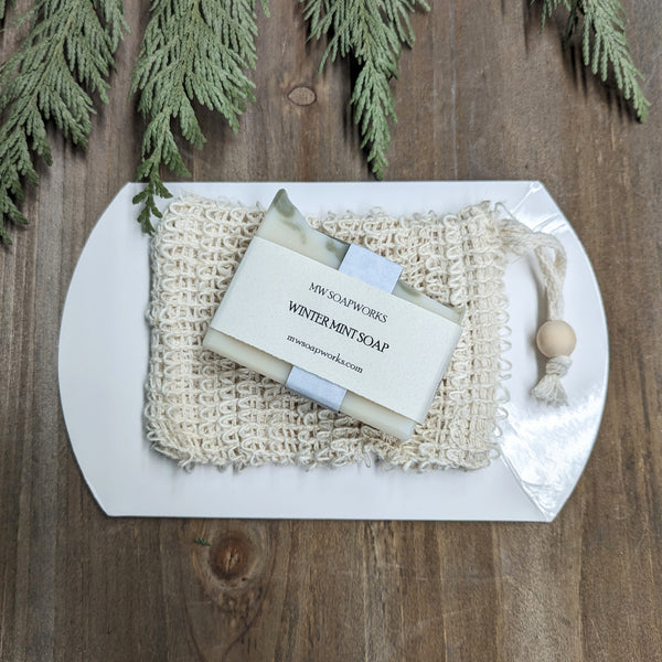 Small Gift Box - Winter Mint Seasonal Soap and Sisal Scrub Pouch