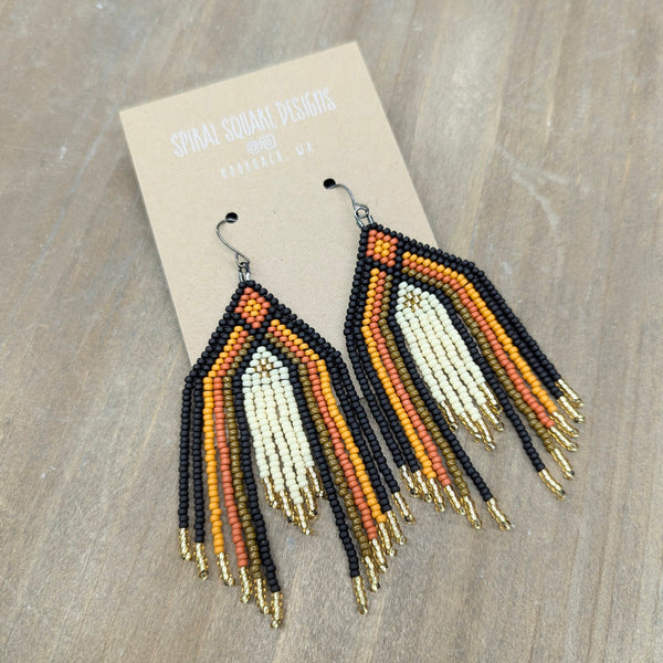 Native Beadwork Fringe Earrings