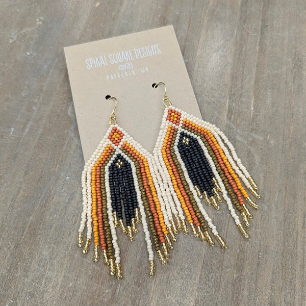 Native Beadwork Fringe Earrings