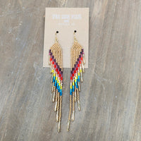 Native Beadwork Fringe Earrings