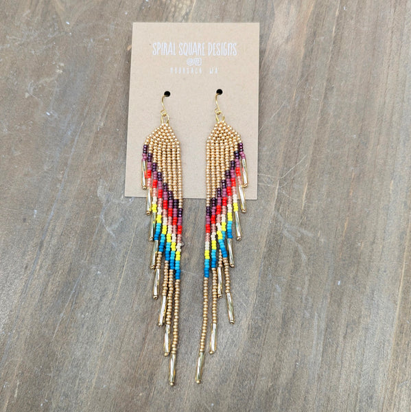 Native Beadwork Fringe Earrings