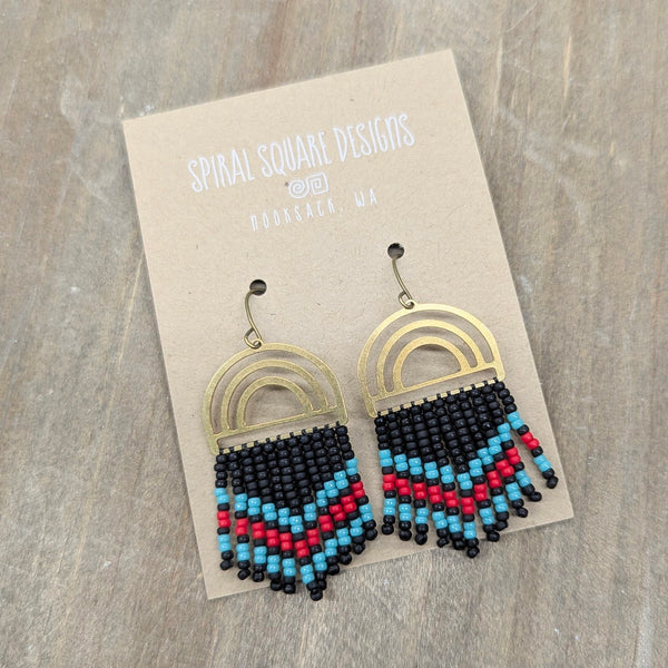 Native Beadwork Fringe Earrings