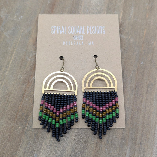 Native Beadwork Fringe Earrings