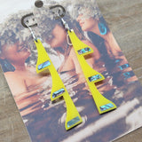 Hopi Prayer Feather Earrings - Yellow
