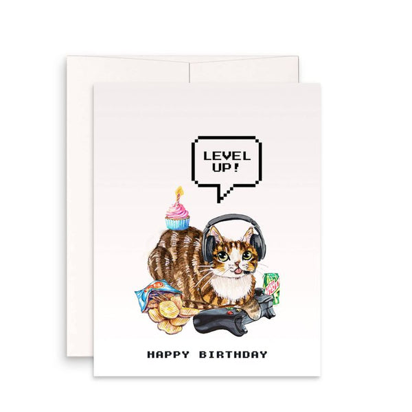Gamer Cat Birthday Card