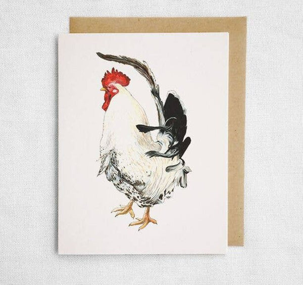 White Rooster Greeting Card
